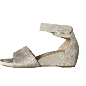 Elegant Beige Ankle Strap Wedge Sandals